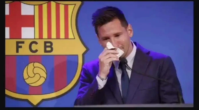 Lionel Messi en larmes, lors de ses adieux au BarÃ§a